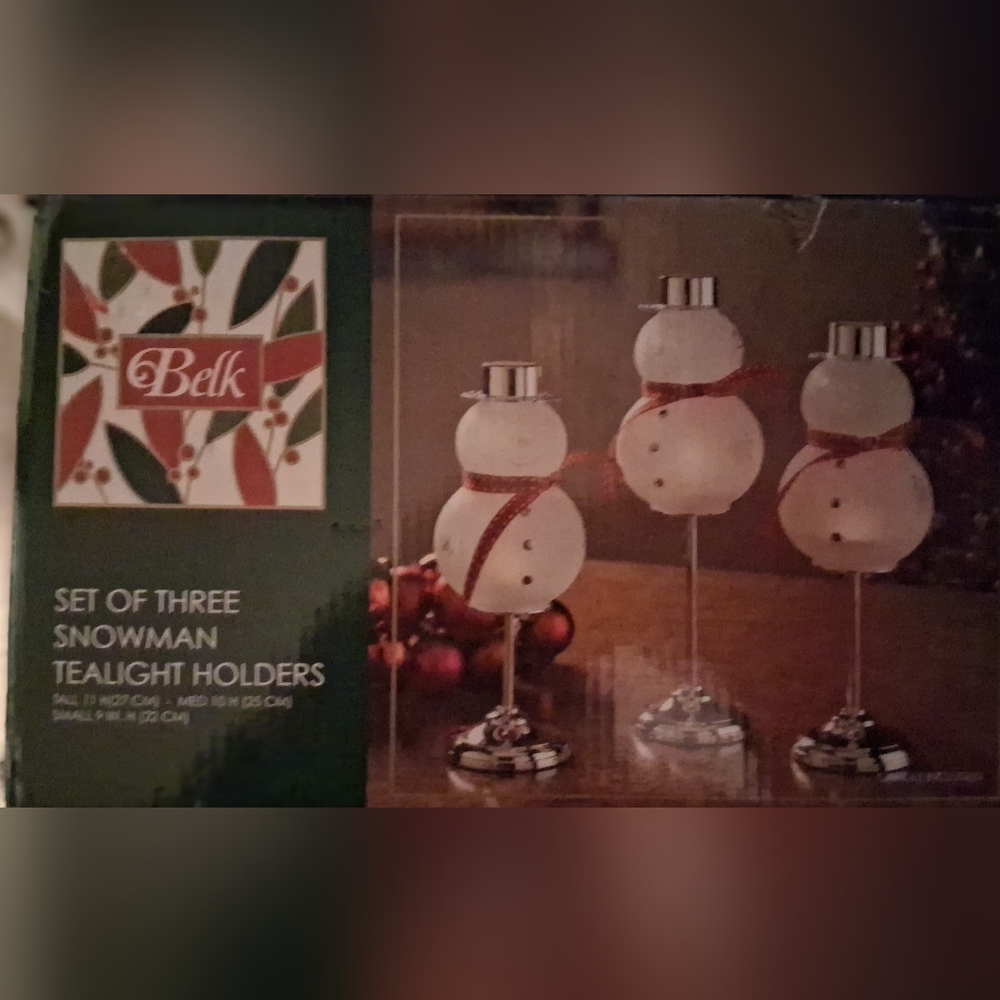 Belk Festive Snowman Candle Holders
